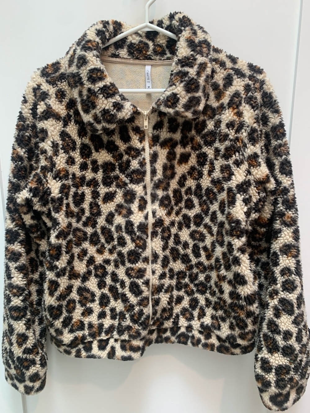 Z Supply Neutral Leopard Sherpa Zip Jacket
